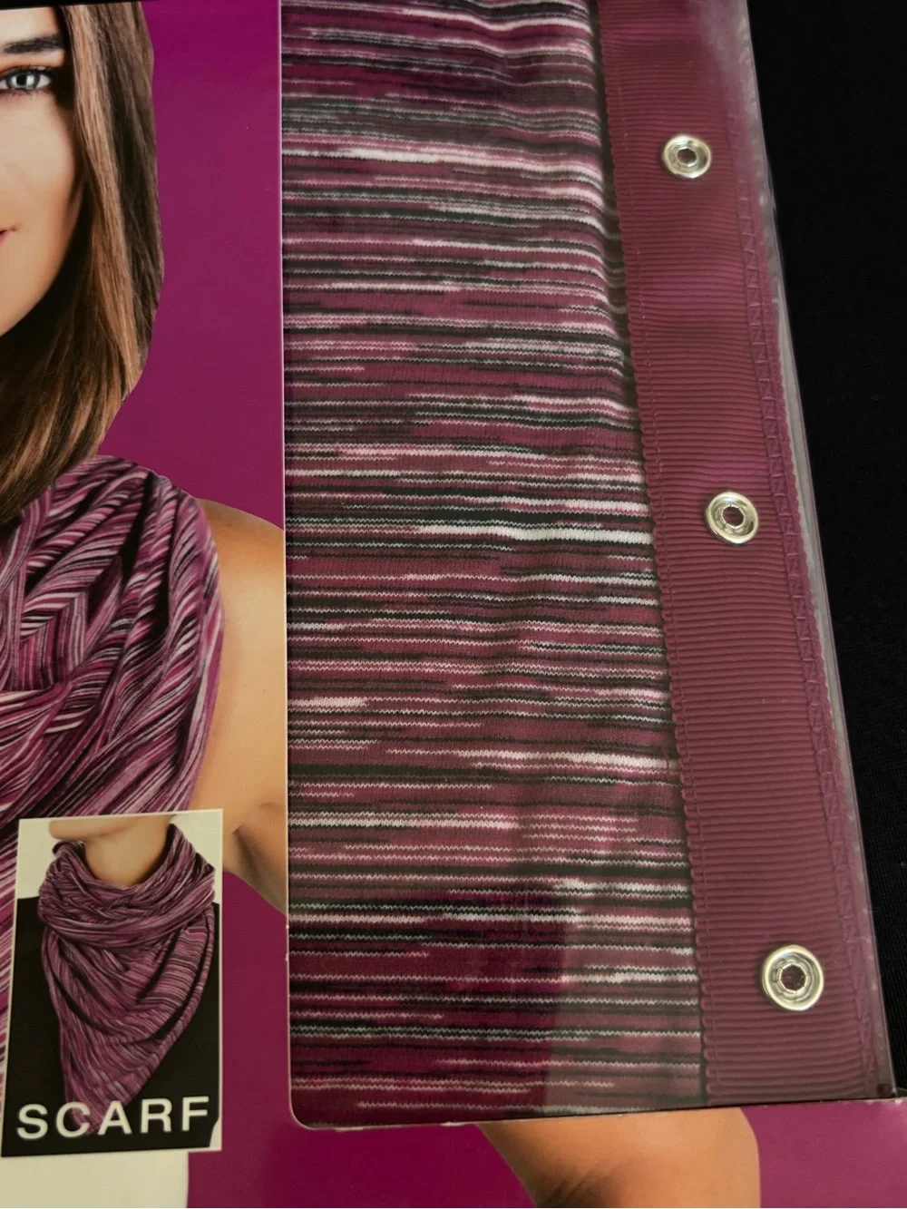 Champion Lightweight Snap Scarf Purple Stripe 28x28 Shrug Wrap Moisture Wicking